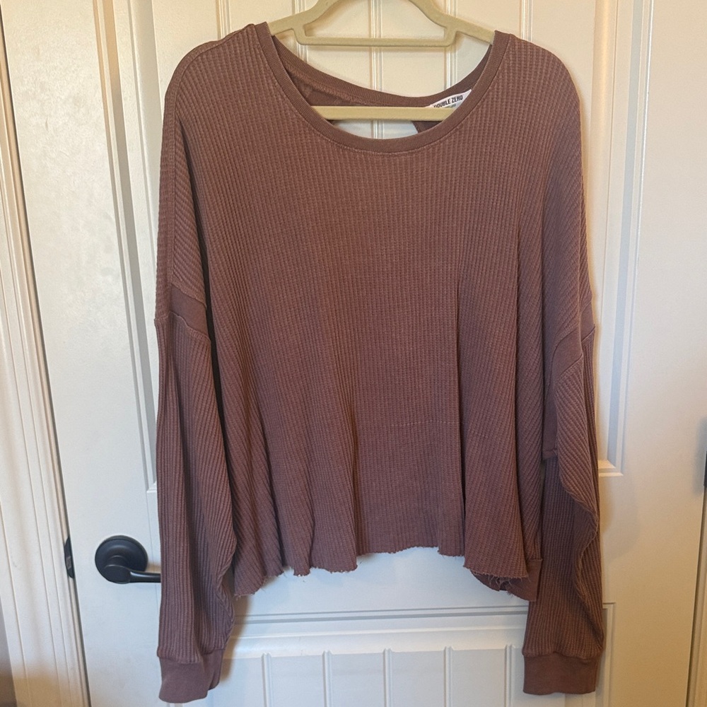 Double Zero Brown Ribbed Sweatshirt